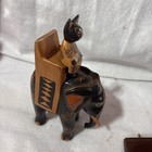 Vtg Handmade   Handpainted Wood Elephant Carrying A Cat c23 