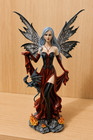 Fire Fairy With Dragon Gothic Fantasy Figurine Flame Guardian Statue