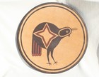 Vtg Indian Hide Drum Hand Painted Quail Native American Hopi Powwow Signed 79