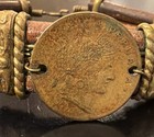 Vintage Handmade Cooper And Leather Bracelet With Peruvian 1964 Coin Peru 8   