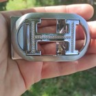  Belt Buckle H Style  Silver  auto Grip