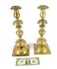Pair Of Antique Brass 19th C  Sabbath Candlesticks Norblin   Co  Warsaw Poland