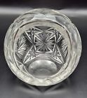 Vintage Bohemian Czech Round Crystal Clear Cut Glass Cigarette Cigar Ashtray