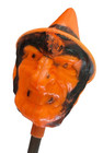 Vtg 1960 s Bayshore Orange Witch Blow Mold Wood Handle Maraca Noisemaker Rattle