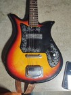 Vintage 1960s Teisco E-110 Tulip Sunburst Solid 6 String Electric Guitar Japan