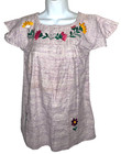 Vintage 60   s Authentic Mexican Embroidered Peasant Tunic Top Sz Xs