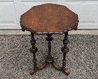 Antique Victorian Table  Joined Tripod Legs   Pedestal Base  Scalloped Top