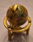 Semi-precious Gemstone 2 1  Inch Rotating World Globe Map Ocean Brass Base