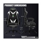 Gaming Chair W  Footrest  Racing  Massager  Reclining  White