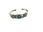 Navajo 1940   s Natural Turquoise Flower Cuff Bracelet 6 5   
