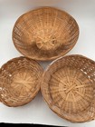 Lot Of 3 Round Wicker Baskets-vintage 