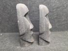 Vintage Coco Joe s Hawaii Black Lava Resin Moai Easter Island Tiki Bookends