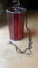 Vintage Stained Amber Glass Hanging Swag Lamp Shade W  Chain