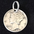 Mercury Dime 90  Silver Coin Pendant Charm-vintage-random Date 