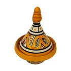 Hand-painted Moroccan Mini Tagine     Orange Condiment Or Spice Dish 3  d