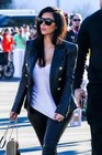 Women s Black Kim Kardashian Double Breasted Real Leather Jacket Blazer
