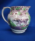 Ca 1820 Pink Luster Relief Molded Hunting Dogs   Berries Pitcher 6 h