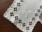 Hardanger Doily small Square Vtg White On White Norwegian Embroidery  20  Square