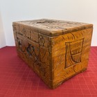 Vintage Hand Carved Chinese Wooden Chest  No Lock 12    X 7    X 7   