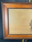 Antique 19thc Oil Painting Pirate Ship Seascape Moonlight Dramatic Scene Framed