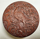 Wooden Hand Carved Chinese Trinket Box Crane