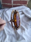 Antique Victorian Open Back Bezel Set Amber Crystal Glass Hatpin 11  Long