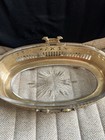 Antique Brass And Glass Ornate Serving Dish W Glass Insert