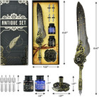 Hethrone Quill Pen And Ink Set Calligraphy Pens For Beginners Feather Grey 