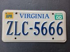 2000 Virginia License Plate Zlc - 5666
