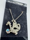 Gallo Pewter Dragon Necklace With Iridescent Orb Pendant