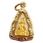 Phra Buddha Chinnarat Gold Micron Pendant Talisman Thai Buddhism Amulet