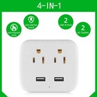 1 Pack Wall Outlet Surge Protector With 2 Ac Outlets  2 Usb Ports Us Plug