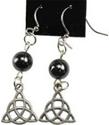 Hematite Bead Triqueta Pierced Earrings With Surgical Steel Hooks 