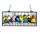 Tiffany Style Stained Glass Window Panel Flock Of Birds