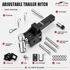 Adjustable Trailer Hitch 2  Receiver 6  Drop rise Dual Ball Mount W  Lock 15000