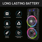 Dual 12  Bluetooth Speaker Karaoke Portable Heavy Bass Stereo Sound System Mic