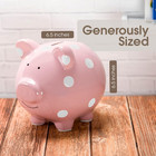 Pearhead Large Ceramic Piggy Bank  Pink Polka Dots  Ideal For Boys And Girls
