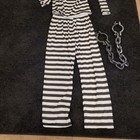 Convict Costume Adults Prisoner Black white Outfit Uniform Cosplay With Chains