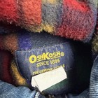 Oshkosh Jacket Men s L Blue Denim Hooded Fleece Lined Bomber Plaid Zip Winter