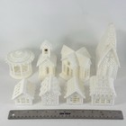 Plastic Canvas Christmas Village White Handmade Needlepoint Vintage 8 Pc Church