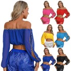New Belly Dance Costume Set Long Swing Skirt Long Sleeved Top Dancer Wear Outfit