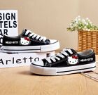 Hello Kitty Sneakers Sport Flat Canvas Sport Shoes Black Pink Sanrio 