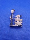 Vintage Silver Tone Poodle Dog Crystal Chained To Lamp Post Pin Fashion Brooch