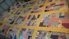 Antique Vintage Crazy Quilt Multi-color  Yellow Lattice  78 x68 