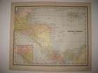 Vintage Antique 1887 West Indies Caribbean Cuba Central America Bahamas Map Fine