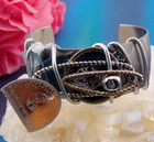 Vintage Don Drumm Studios Mixed Metal Abstract Art Glass 6 3 4  Cuff Bracelet