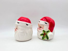 Vintage Christmas Santa Claus Salt   Pepper Shakers Orig  Japan   Josef Stickers