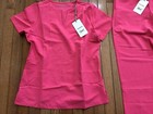 New Mandala Azalea Pink Scrub Slim Size Small Pant Set  V-neck Top Xs   g8-1 