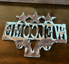 Western Americana Metal Welcome Sign Plaque W  3 Stars   Pistol Cast Iron