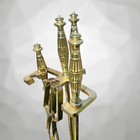 Vintage Brass Fireplace Tool Set Mcm W  Ornate Bellow 4 Pieces Stand Poker Brush